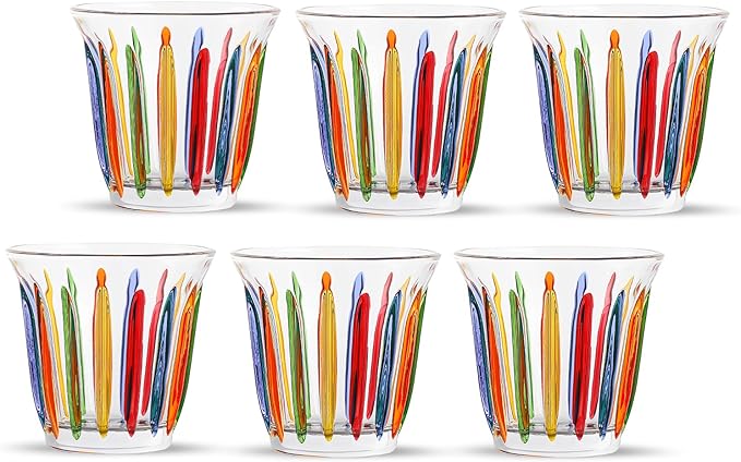 MHW-3BOMBER Shot Glasses Set of 6 Small Glass Cups 3OZ Colored Painted Latte Glasses for Espresso, Whiskey, Vodka, Spirits & Liquors G6191-OS