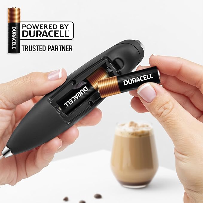 Zulay Kitchen Patented Tornado Triple Whisk Milk Frother with 2 Duracell Batteries – Handheld Foam Maker for Coffee, Lattes, Matcha & Hot Chocolate – Rich, Creamy Froth in Seconds