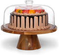 Bellsal Acacia Wood Cake Stand with Clear Acrylic Lid Dome Cover, 12in Cake Plate with Dome, Cake Display Stand with Cover, Cake Holder for Baking Gifts, Birthday Kitchen Party, Wedding