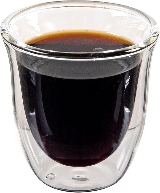 Restaurantware-Forma Professional 2.7 Ounce Double Wall Shot Glasses, 12 Insulated Espresso Cups - Dishwashable, Reusable, Clear Glass Coffee Cups, Freezable, For Hot Or Cold Beverages