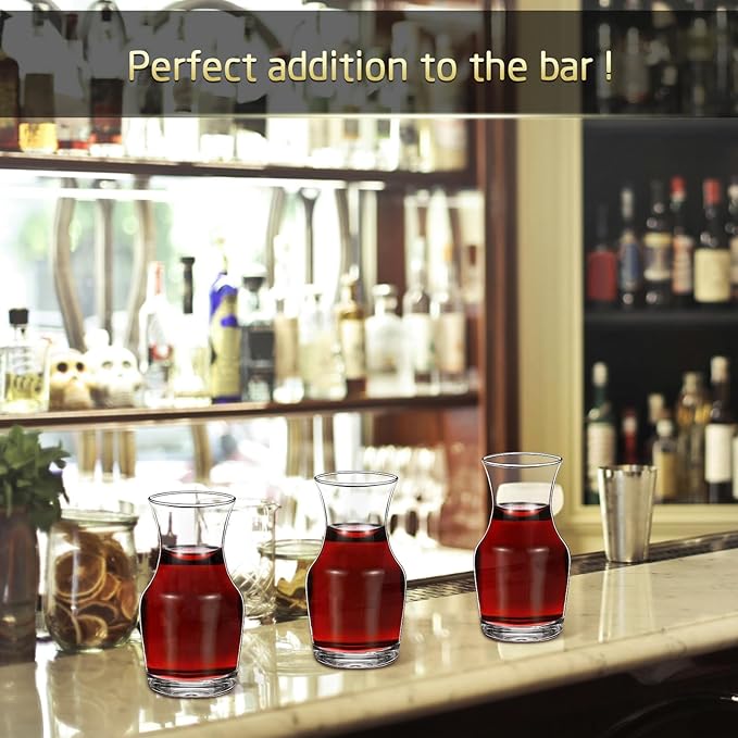 18 Pack Single Serving Wine Carafe Glass Small Mini Carafe Individual Wine Refill Decanter for Dinner Parties Tastings Bars Restaurants (6.5 oz)