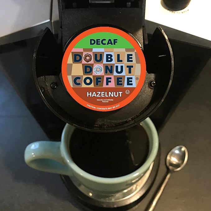 Hazelnut Medium Roast Flavored Decaf Coffee Pods for Keurig K-Cup Makers from Double Donut, 96 Capsules
