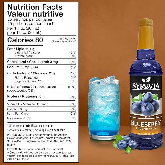 Syruvia Blueberry Syrup For Drinks 25.4 Ounces Blueberry Flavoring Syrup