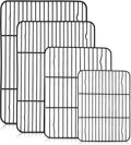 TeamFar Cooling Rack Set of 4, Stainless Steel Black Non-Stick Coated Various Size Wire Baking Roasting Rack for Baking Sheet Toaster Oven Pan, Non-Toxic & Non-Stick, Heavy Duty & Easy Clean