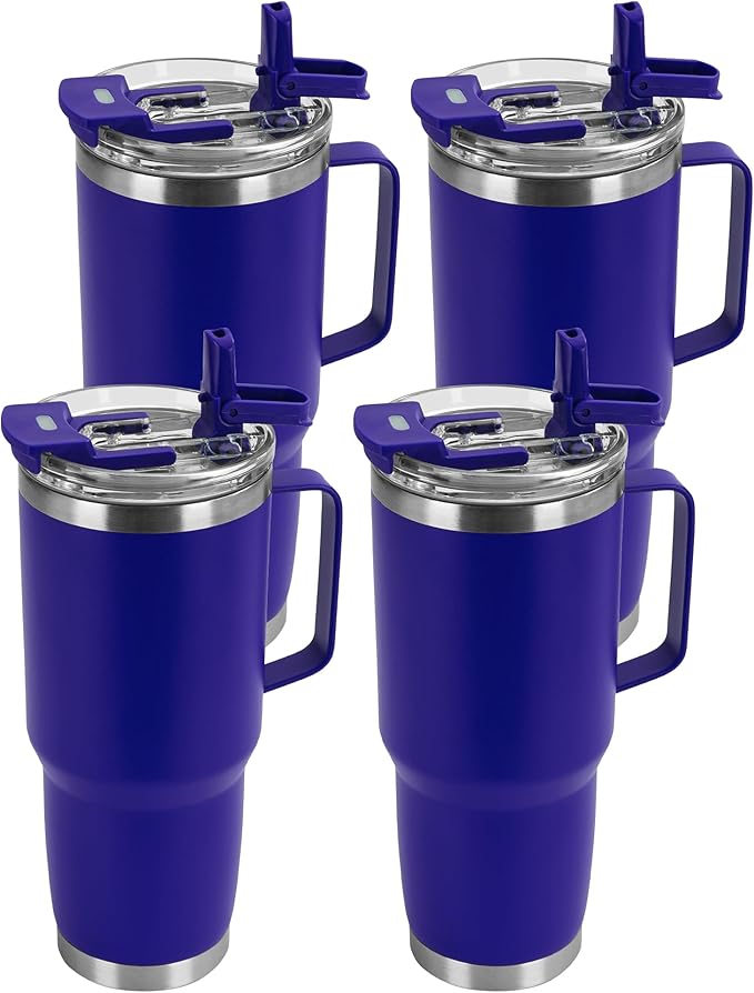HASLE OUTFITTERS 30oz Tumbler Bulk with Handle, Insulated Travel Coffee Mug Set with Handle Leak-Proof Double Wall Stainless Steel Vacuum Tumblers Pack Metal Cup for Hot and Cold Drink