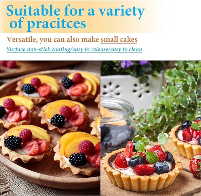 20 Packs Cupcake Mold, 3.8inch Stainless Steel Mini Pie Tartlet Cupcake Cake Muffin Mold Tin Pan Baking Tool