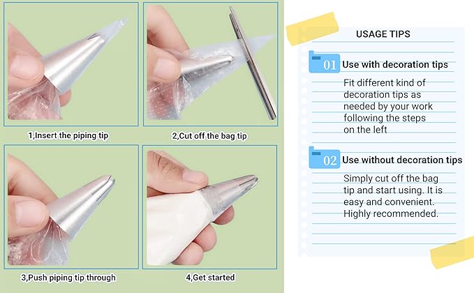 19 Inch Extra Large Piping Bags 200 Pack - Disposable Pastry Bags - Thick Anti-Burst Pastry Icing Frosting Piping Bags For Decorating Cupcakes Cakes Cookies (Large 19 Inch-200 Pack)
