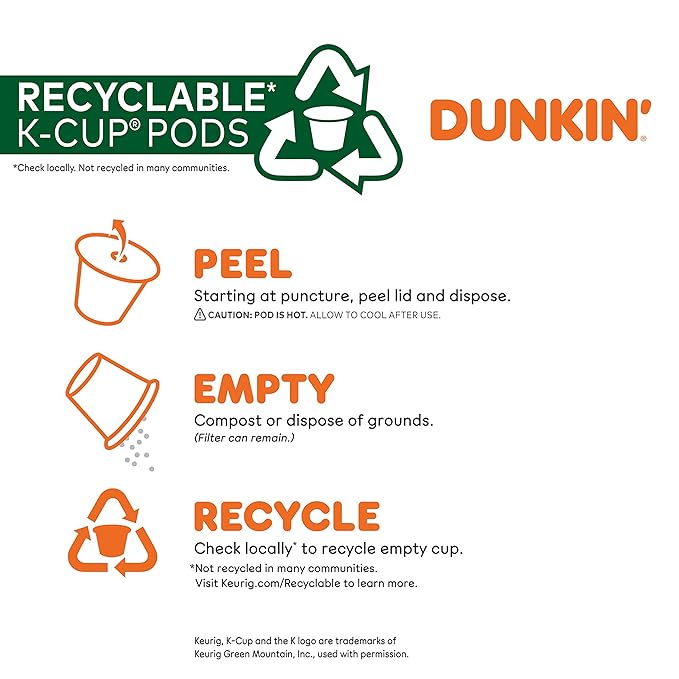 Dunkin' Hazelnut Flavored Coffee, 60 Keurig K-Cup Pods,10 Count (Pack of 6)
