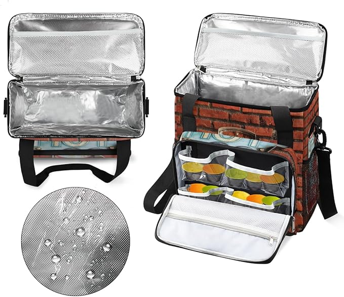 Vintage Red Brick Coffee Maker Carring Bag Travel Carrying Storage Tote Compatible with Keurig K-Mini or Plus Portable Single Serve Brewer Case Pockets for K-cup Pods