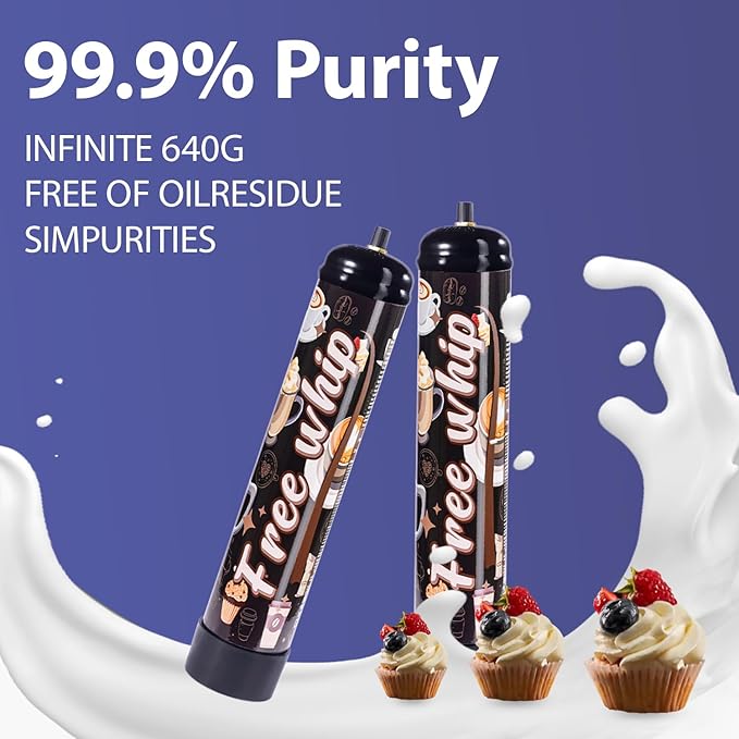 640g Cream Chargers 1.1L 99.99% Purity Food Grade Premium Whip Cream Cartridge With Nozzle(1 Cylinder)