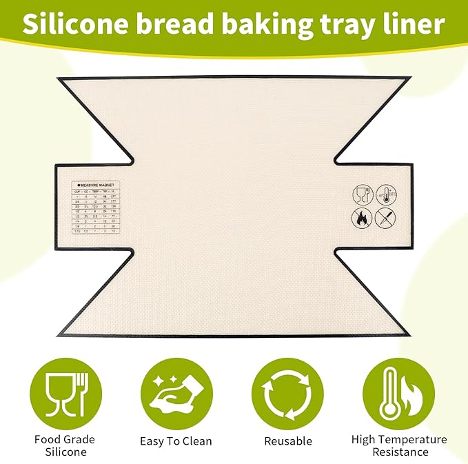 2Pcs Silicone Bread Loaf Pan Liners, Extra Thick Silicone Baking Mat for Dutch Oven, Non-Slip & Easy Clean Reusable Sourdough Bread Baking Supplie - For Bread, Cookies, Pastry (black)