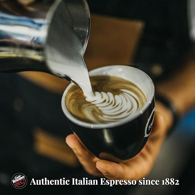 Caffe Vergnano 1882 Gran Aroma Whole Bean Arabica Medium Espresso Roast Coffee, 2.2lbs Bag - Italian Coffee Beans with Rich notes of Cocoa, Spices & Dried Fruit, Intensity 8/10-1000g Bag