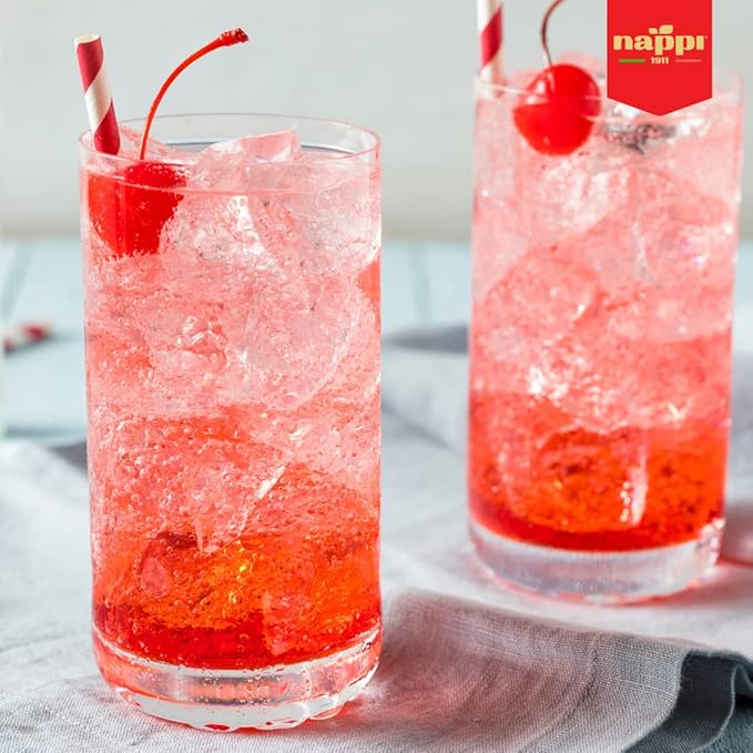 Nappi 1911, Maraschino Cocktail Cherries with Stem in Syrup, 13.76 oz (390 g) Jar, Product of Italy