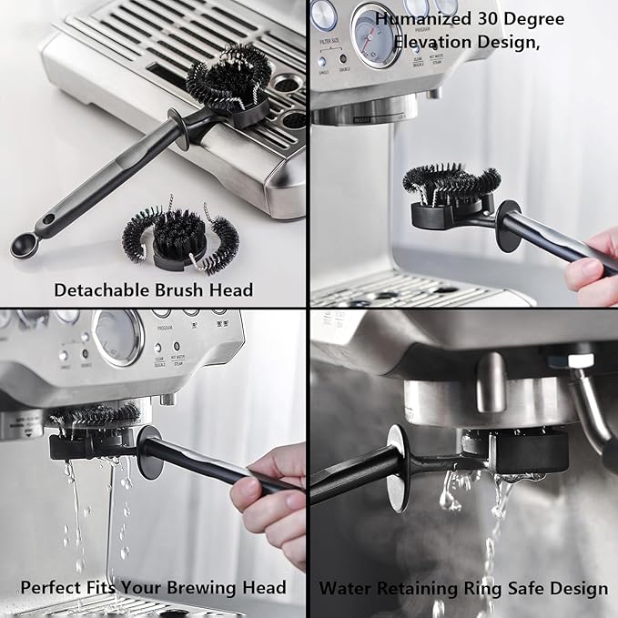 Espresso Coffee Machine Cleaning Brush Kit with Portafilter Cleaning Disc (Brush and Disc for 58mm Coffee Machine)