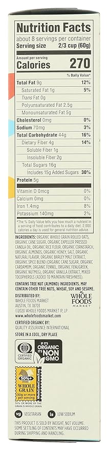 365 by Whole Foods Market, Granola French Vanilla Almond Organic, 17 Ounce (Pack of 2)