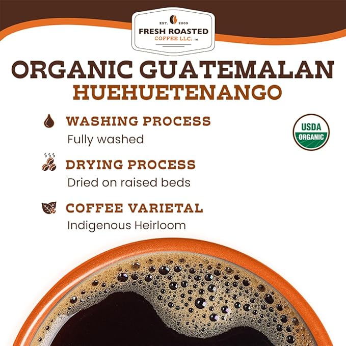 Fresh Roasted Coffee, Organic Guatemala | Single Origin, USDA Organic, Mold & Myco 3rd Party Tested, Kosher | Medium Roast 2 lb (32 oz) Whole Bean