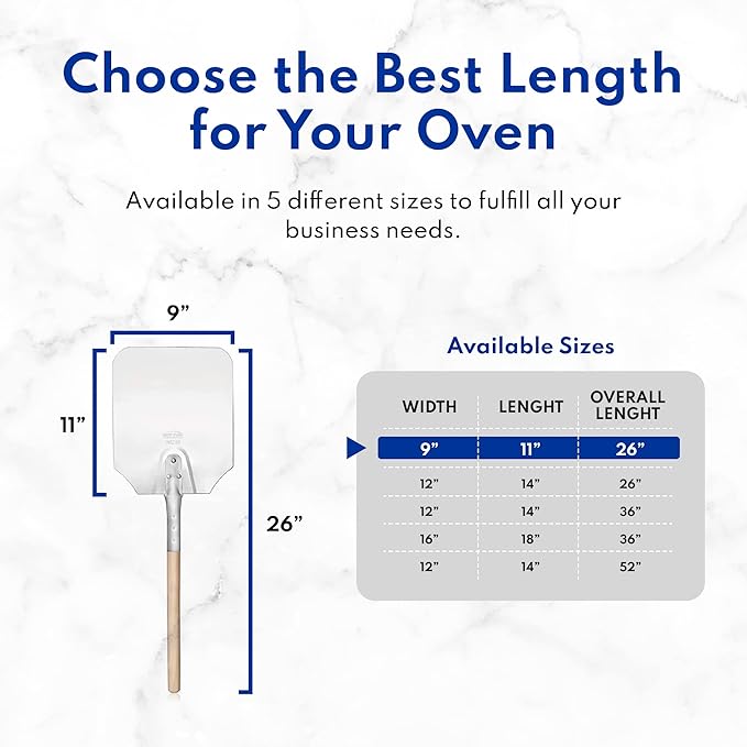 New Star Foodservice 50165 Aluminum Pizza Peel, Wooden Handle, 12 x 14 inch Blade, 36 inch overall