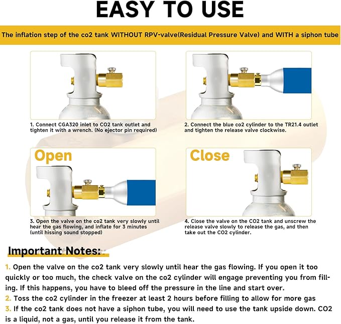 CO2 Cylinder Refill Adapter for CGA320 CO2 Tank to Refill TR21-4 CO2 Canister, CO2 Refill Station Connector Kit Compatible with FIZZI ONE TOUCH JET Soda Maker