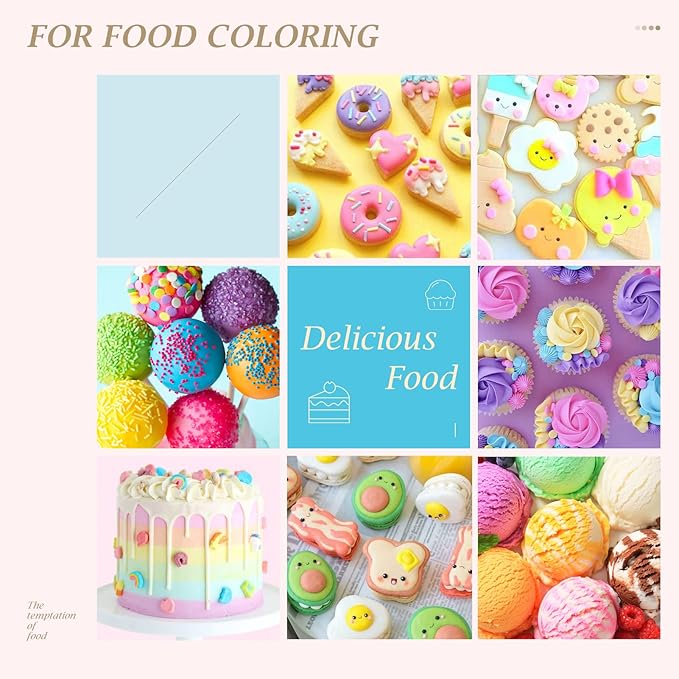 12 Color Cake Food Coloring Set, Food Grade Vibrant Food Color Liquid Dye Tasteless for Baking, Icing, Easter Egg, Fondant, Cooking, Slime Making DIY Supplies Kit - .35 Fl. Oz (10 ml) Bottles