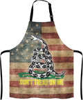 American Flag Dont Tread On Me Bib Apron with Adjustable Neck for Men Women,Suitable for Home Kitchen Cooking Waitress Chef Grill Bistro Baking BBQ Apron