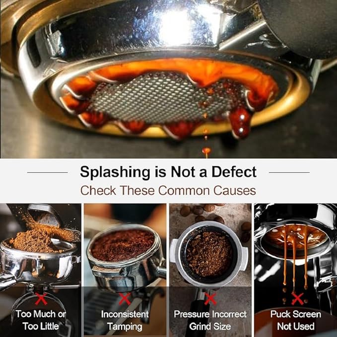 51mm Bottomless Portafilter 3 Ears with Puck Screen | Compatible with CASABREWS Espresso Machine CM5418, 3700Essential, 3700Gense (Prongs Thickness 4mm)