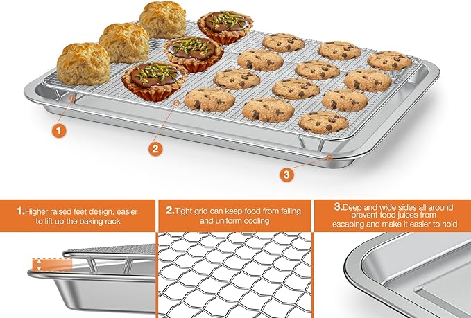 only fire Stainless Steel Baking Sheet with Rack Roasting Pans for Smokers and Pellet Grills Great Kitchen Baking Accessories