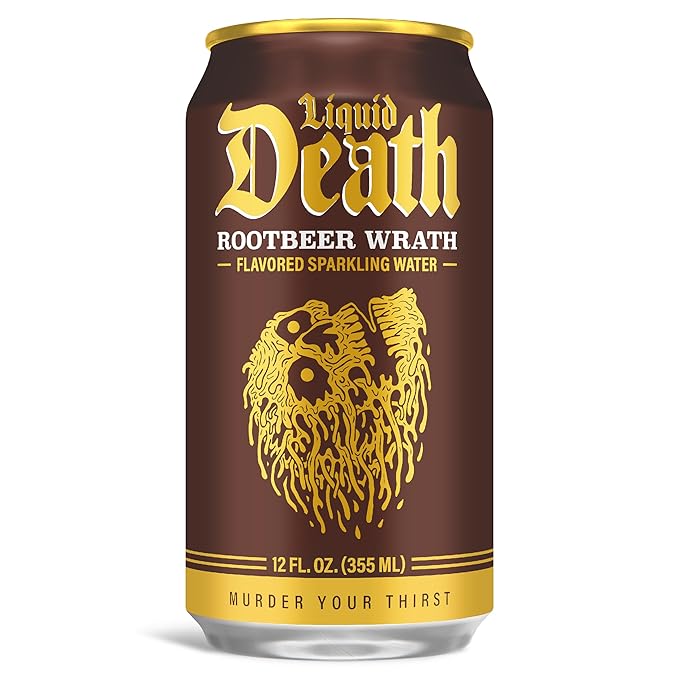 Liquid Death, Rootbeer Wrath, Soda-Flavored Sparkling Water, 12-Pack (12oz Cans), Low Sugar, Huge Flavor & No Artificial Sweeteners