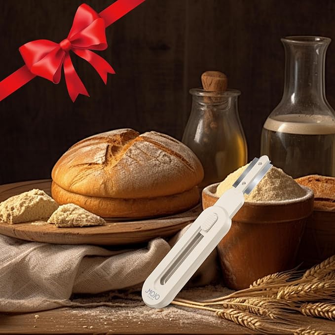 MOJOHAND Bread lame for Dough, Magnetic & Reusable Bread Lame Dough Scoring Tool, Anti-Slip Handle with Long Retractable Razor blades, Sourdough Scoring tool for Bread Making(Off-white)
