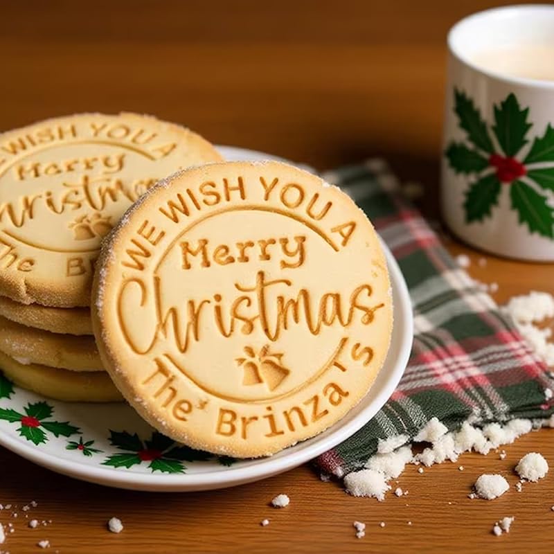 Personalized Christmas Cookie Stamps Customizable Name Cookie Stamps With Handle Cutter For Cookie Baking Decorating Cakes And Handmade Christmas Gifts Perfect (Concave cookie design)
