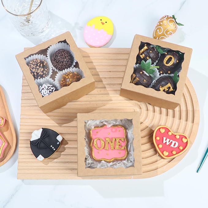 40 Pack Bakery Boxes 4x4x2 Inches Cookies Boxes Mini Bundt Cake Boxes Pie Boxes Cinnamon Roll Treat Boxes Chocolate Truffle Boxes Party Wedding Favor