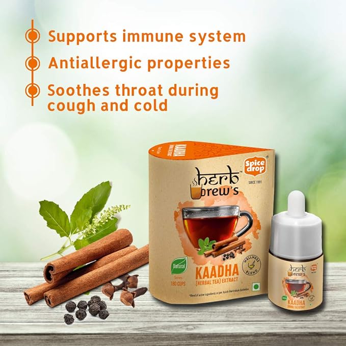 Ginger & Turmeric Herbal Tea Blend With Holy Basil – Includes Cinnamon, Clove & Black Pepper – Serves 100 Tea Cups – Authentic Wellness Drink – Use 2-3 Drops per cup – Vegan – 0.17oz – Spice Drop