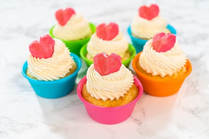 Bakerpan Silicone Jumbo Muffin Cups For Baking, Smooth Large Air Fryer Muffin Cups, 3 1/2 Inch Muffin Baking Cups, Jumbo Cupcake Liners - Set of 6
