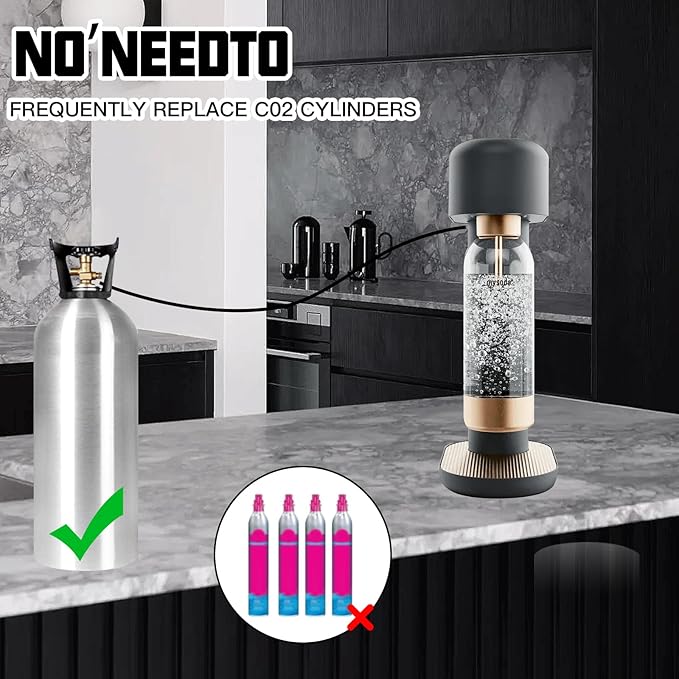 Soda Machine Co2 Adapter with 60inch Hose, Soda Maker Co2 Tanks Connector Filled from 5lb/10lb Co2 Tank Directly,Compatible with Duo/Terra/Art/E-Duo/E-Terra/Crystal 3.0/GAIA/AQUA FIZZ Pink Cylinder