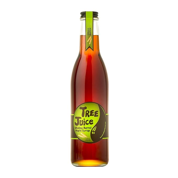 - Tree Juice Rye Whiskey Aged Barrel Maple Syrup™, Local Farm Made, 12 oz, Grade A Dark -