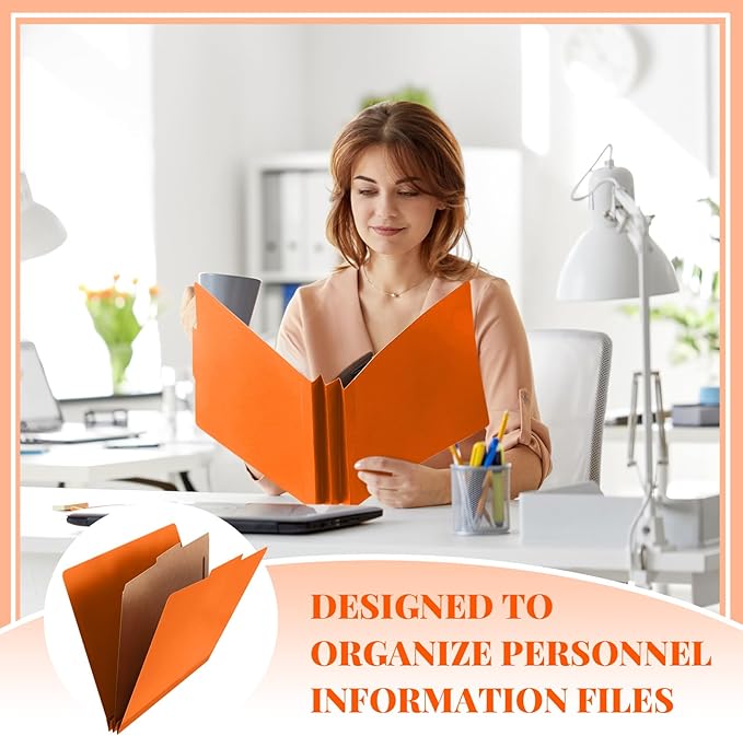 36 Pcs Classification Folders Letter Size, Back to School Supply for Teacher, Student, 1 Divider Pressboard File Folder Bulk with 2 Fasteners, 3.5 Inch Expanding File Organizer (Orange)