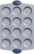 BRONYPRO Ceramic Muffin Pan,12-Cup Nonstick Aluminized Steel Cupcake Pans, Healthy Non-Toxic Ceramic Coating Muffin Tin, 1 Pack Cup Cake Pans for Baking Blue