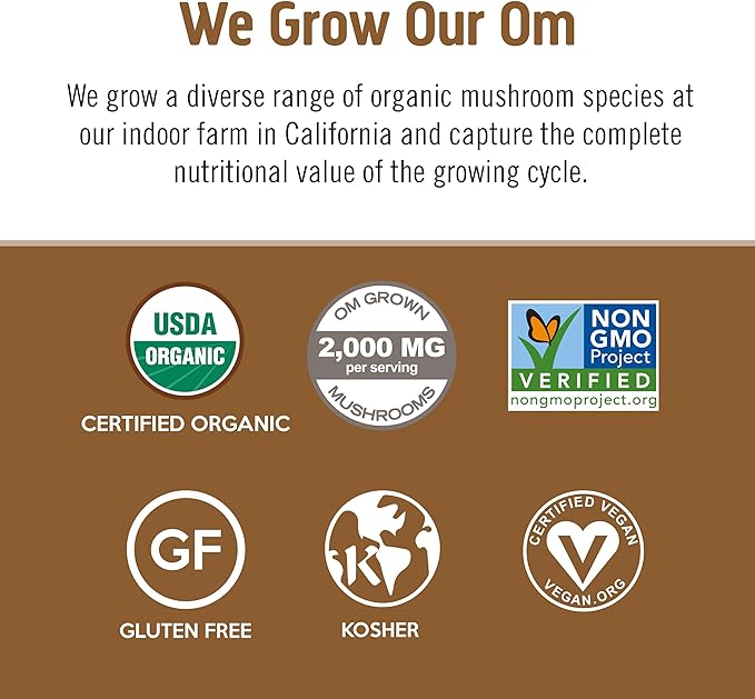 OM MUSHROOM SUPERFOOD Coffee Latte Blend Mushroom Powder, Single Serve, 10 Count, Lion's Mane, Cordyceps, Reishi, Chaga, Energy & Mental Clarity Support Supplement