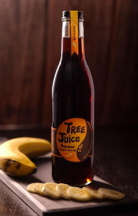 Tree Juice Banana Maple Syrup | All Natural, Non GMO, Vegan, Gluten Free, Vegetarian, Paleo | 12 Ounce Bottle