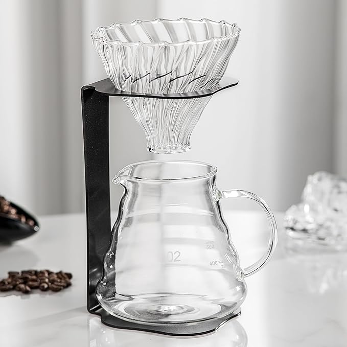 Coffee Pour Over Set – Complete Pour Over Coffee Maker with Dripper, Pot, and 100 Filters | Portable Style Drip Coffee Pour Over
