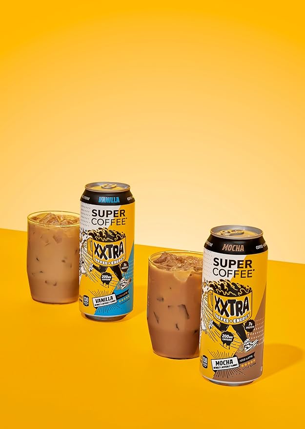 Super Coffee XXTRA, Keto Protein Coffee (0g Added Sugar, 7g Protein, 130 Calories) [Caramel] 15 Fl Oz, 12 Pack | Iced Smart Coffee Drinks - SoyFree GlutenFree