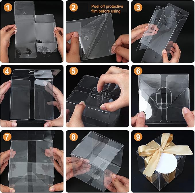 COTOPHER 35 Pcs Clear Boxes for Favors, 4x4x4 Inches Clear Gift Boxes PET Material Cupcake Box Plastic Small Gift Box with Lids, Party Favor Box for Wedding Favors Baby Shower