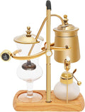 Balance Siphon Coffee Maker, Coffee Brewer Vintage with Alcohol Burner Bottle and Measuring Cup Spoon, 400ml Gravity Coffee Maker for Personal Kitchens Coffee Shops (Gold)