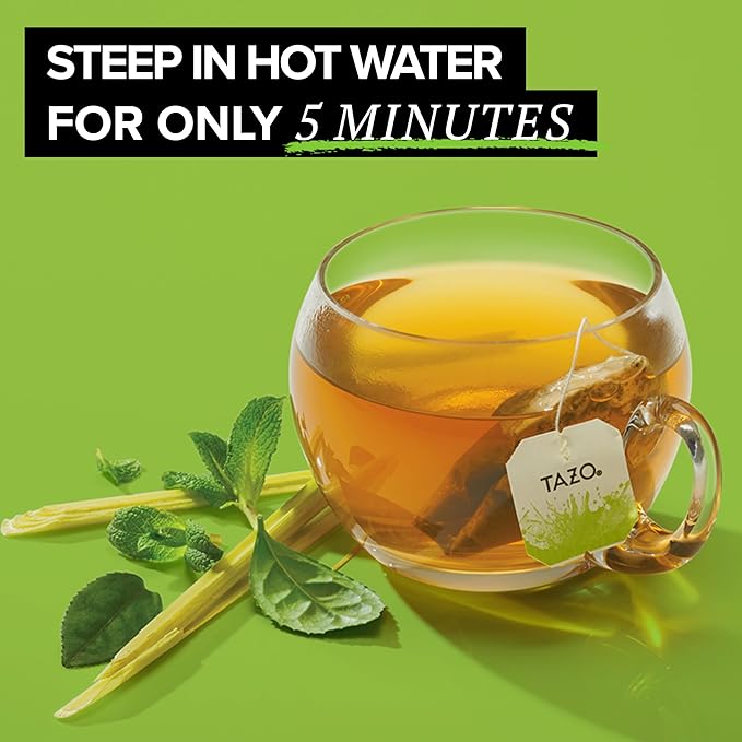 TAZO Organic Zen Green Tea, Caffeinated Tea with Refreshing Lemongrass & Spearmint, 16 Total Bags