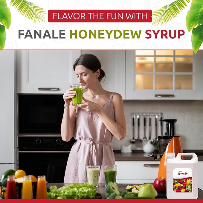 Fanale Premium Flavoring Concentrated Syrup for Bubble Tea 11 lb | Honeydew Flavor Syrup | for Boba Tea, Smoothies, Slushes, Desserts | 11lb | SRP070