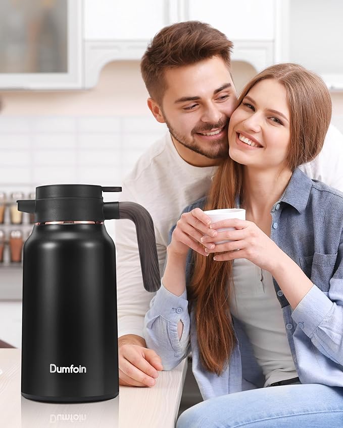 Carafes for Hot Liquids 70 oz - 12 Hour Stainless Steel Thermal Coffee Carafe-Insulated Coffee Carafes For Keeping Hot/Cold Coffee, Tea, Water, Drink Dispenser for Parties(2 Black)