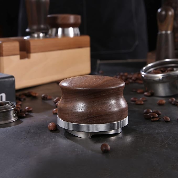 58mm Coffee Distributor, Espresso Distribution Tool, Adjustable Depth Espresso Tamper Leveler with Walnut Wood Handle Fits for 58mm Breville Gaggia E61 Portafilter
