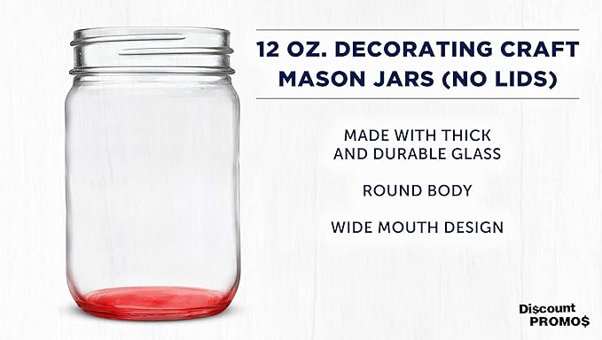 DISCOUNT PROMOS Decorating Mason Jars 12 oz. Set of 10, Bulk Pack - Glass Jars for Overnight Oats, Candies, Fruits, Pickles, Spices, Beverages - Purple