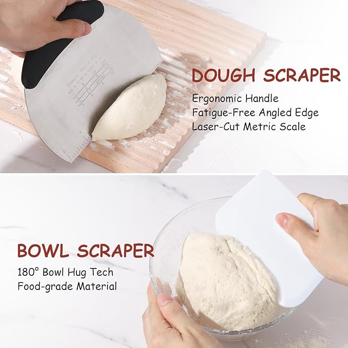 Sourdough Banneton Proofing Basket Set of 2, 9" Round Bread Proofing Basket with Starter Kit Sourdough Bread Baking Supplies for Sour Dough Proofing Fermentation