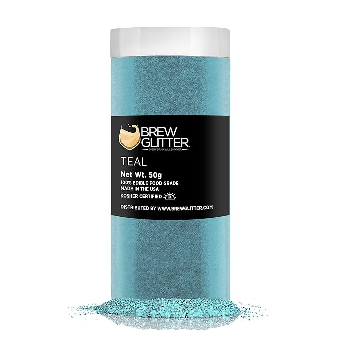 Teal BREW GLITTER Edible Glitter For Drinks, Cocktails, Beer, Garnish Glitter & Beverages | KOSHER & HALAL Certified | 100% Edible & Food Grade | Vegan, Gluten, Nut Free (50g, Teal)