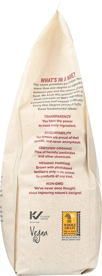 One Degree Organic Foods Sprouted Whole Wheat Flour, Certified Non-GMO & Vegan Flour for Baking, Plant Based & Organic Bread Flour (4 Pack, 80 Oz. Each)